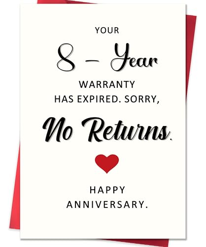 Product Image of the Smithtuy Funny 8th Anniversary Card,8 Year Wedding Anniversary Card Gifts for Him Her Husband Wife Couples,Bronze Anniversary Cards Gifts for Women Men