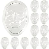 Seenelling 12 Pcs Plastic Face Mask Mold Clear Making Kit Paintable Face Masquerade for Art Classroom Halloween Cosplay Party