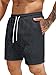 JMIERR Textur Shorts Herren Kurze Hosen Sommer 2026 Casual Freizeitshorts Leicht Atmungsaktiv Elastische Taille mit Taschen A Schwarz L