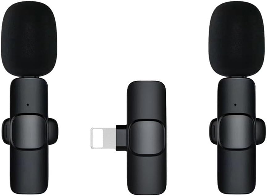 2 Pack Wireless Lavalier Microphones for iPhone, iPad - Crystal Clear Sound Quality for Recording, Live Streaming, YouTube, Facebook, TikTok