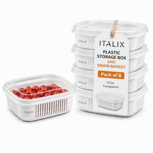 Image of ITALIX Kitchen Storage Containers Airtight Containers Set of 8 for Fridge Organizer, Plastic Food Storage Containers with Lid, Pantry Storage Boxes for Kitchen & Refrigerator