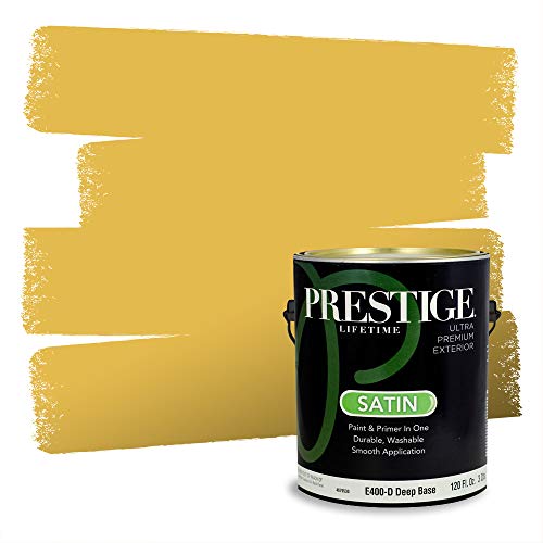 PRESTIGE Paints Exterior Paint and Primer In One, 1-Gallon, Satin, Comparable Match of Valspar* Heraldic Gold*