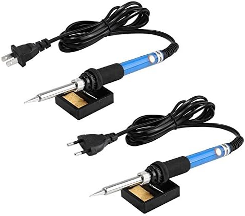 Soldering EU/US Plug Adjustable Temperature Electric Soldering Iron Kit 60W DIY Portable Welding Repair Tool Tweezers Solder Wire - (Plug Type: US)