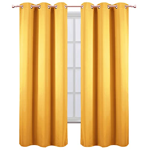 Image of LEMOMO Yellow Thermal Blackout Curtains /42 x 84 Inch /Set of 2 Panels Room Darkening Curtains for Bedroom