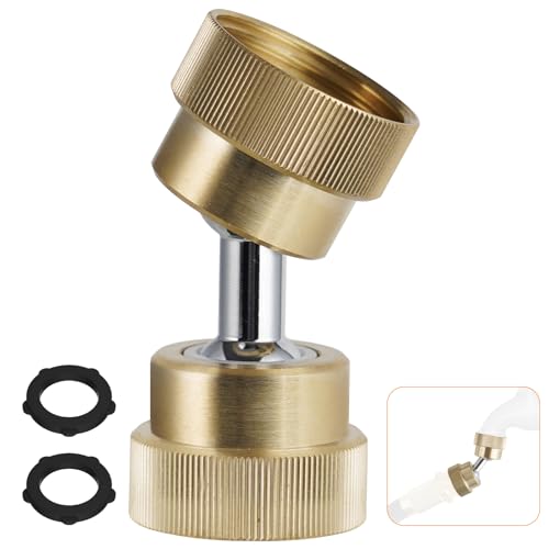 Hibbent Garden Hose Adapter, 3/4 Inch Swivel Brass Garden Hose Protector, Dual Rotation Female to Female Brass Connector with Extra 2 Washers