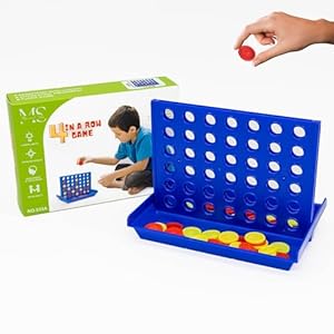 4 in a Row Mini Size Classic Strategy Board Game for Kids & Adults Portable Travel Size, Mini Educational Fun Toy for Family Trips, Camping, Car & Plane For Boys & Girls
