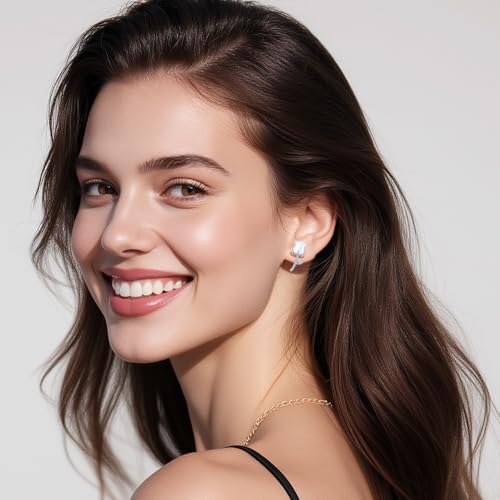 Reffeer Solid 925 Sterling Silver Rose Flower Stud Earrings for Women Teens CZ Flower Stud Earrings Drops Spring Earrings3