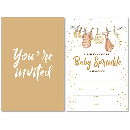 Boho Baby Sprinkle Invitations with Envelopes Set of 20 Baby Clothes Gender Neutral Baby Shower Party Invites