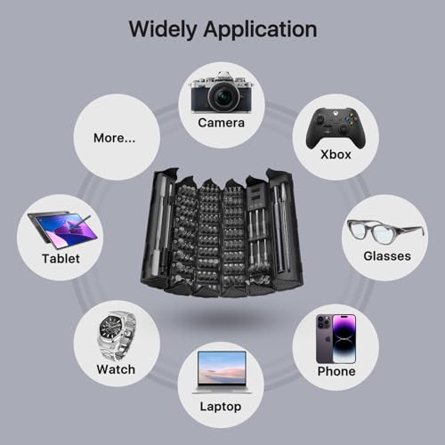 Image of AXTH 128-in-1 Precision Screwdriver Set, Professional Magnetic Mini Repair Tool Kit for Phone, Computer, Watch, Laptop, Macbook, Ring Doorbell, Eyeglass, Electronic, [Bearing Steel] Screw Driver