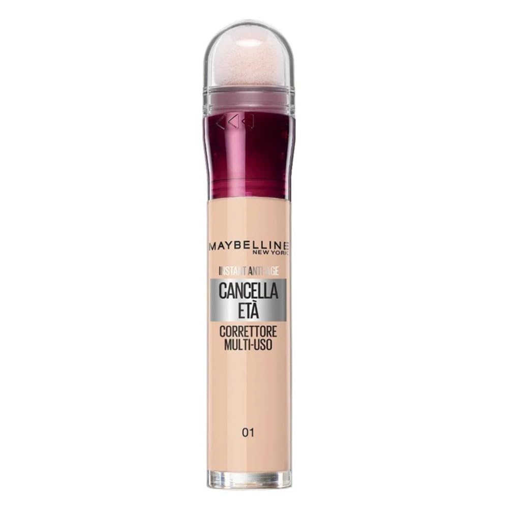 Maybelline New York Correttore Multi-​Uso, Idratante e con Coprenza Modulabile, Imperfezioni e Occhiaie Coperte, Con Bacche di Goji e Haloxyl, Cancella Età, Tonalità: 01 Light, 6,​8 ml