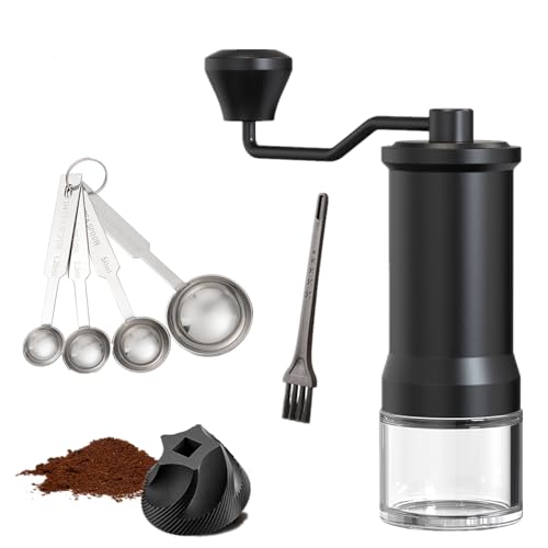 SDKZBFC Molinillo de café manual, ajustable manualmente para molido fino/grueso con cepillo de limpieza y cuchara para café espresso, pour over, prensa francesa y moka pot