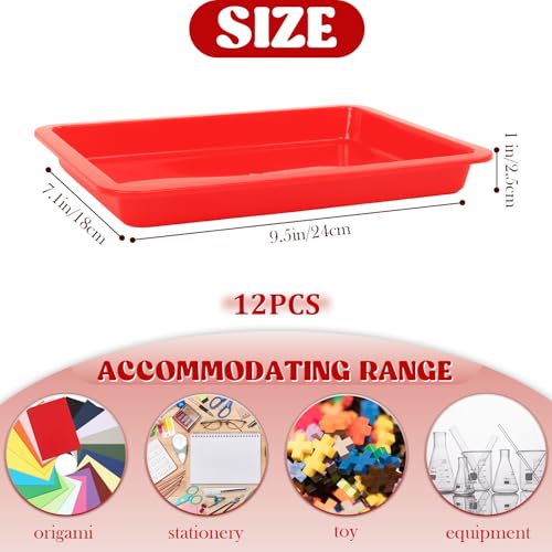 Image of Craft Tray,24 Pack Art Trays for Kids Plastic Activity Trays Stackable Craft Trays,Shallow Craft Storage Organizer, DIY Project & Painting Tray,Art Supplies,9.45 x 7.1 x 0.98 Inch (Red)