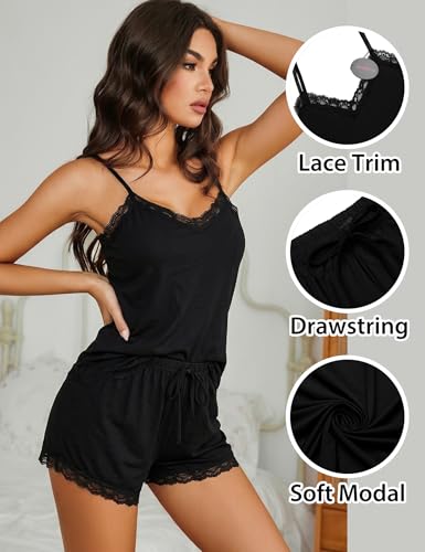 Image of Avidlove Women Cami Pajama Set Modal Sleepwear Lace Trim Short PJ Set with Shorts