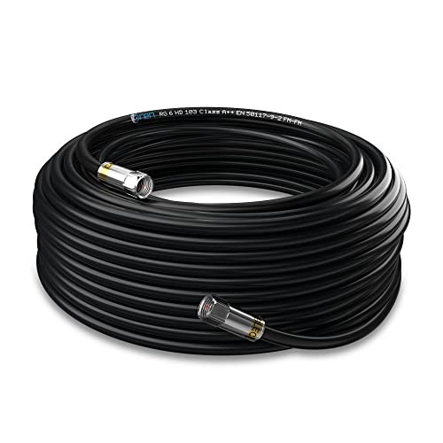 Oren Coaxial Cable 10m RG6 HD103 A++ Trishield Black - with Cabelcon Connectors and Adapter Weatherproof for Satellite and Digital TV, Aerial, Broadband, and High Speed Internet Connections - Image 2