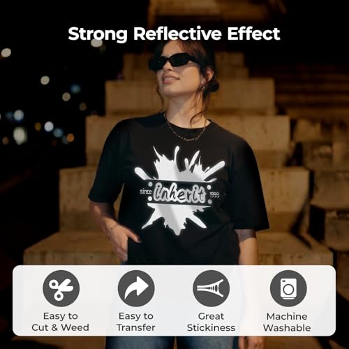 Image of HTVRONT Reflective HTV Vinyl Roll, Reflective Dark Grey HTV,12 inch x 5ft | Heat Transfer Vinyl for Shirts, Reflective Iron on Vinyl for All Cutting Machines, Easy to Cut for Heat Vinyl Design