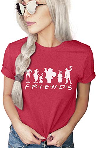 Asher's Apparel Friends Christmas T-Shirt | Funny Xmas Shirt | Holiday Tee | Unisex Sizing (Large, Heather Red)