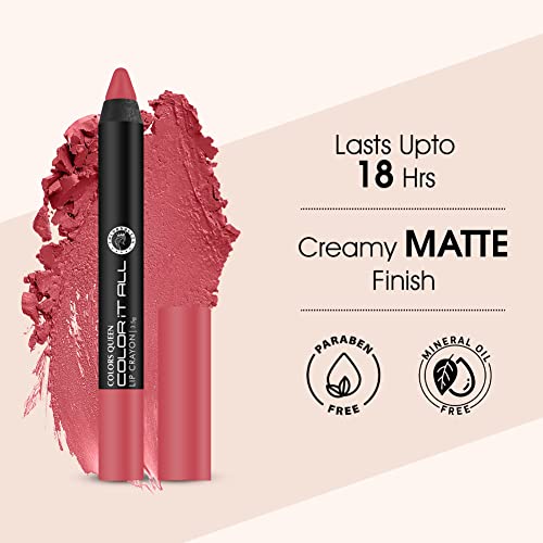 Image of Colors Queen Color It All Long Lasting Pack of 3 & Get 1 Free Crayon Lipstick Combo | Up to 18 Hours Stay | Matte Finish | Water, Smudge Proof (Peach Love, Pink Rose, Murphy Wine & Rusty Nude,3.5g)