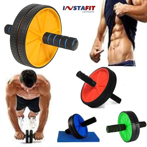 Image of Instafit AB Roller Wheel for Men and Women for Abdominal Exercise Core Workouts with Knee Mat (Multicolor) (Green)