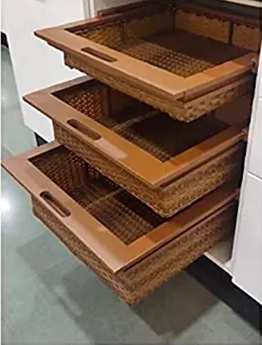 H M Decor Wicker Kitchen Rectangular Shape Basket Size 420X500X4 Middle 6And Big 8(Wicker, Brown)-picture-11