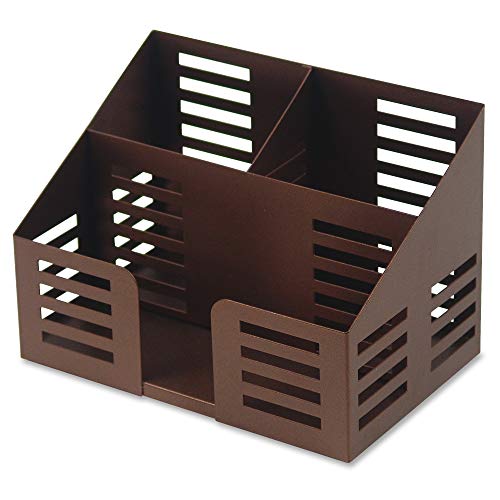 Lorell, LLR84253, Stamped Steel 3-Compartment Desktop Organizer, 1 Each, Bronze
