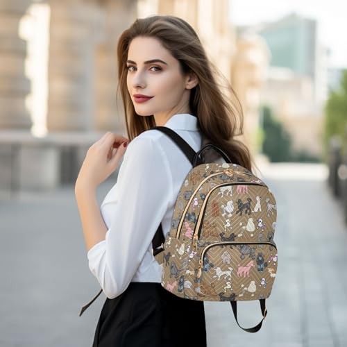 Image of Women Fashion Backpack Purse Poodle Dog Rucksack, M | Casual Lightweight Quilted Daypack Ladies Bag for College Travel Work