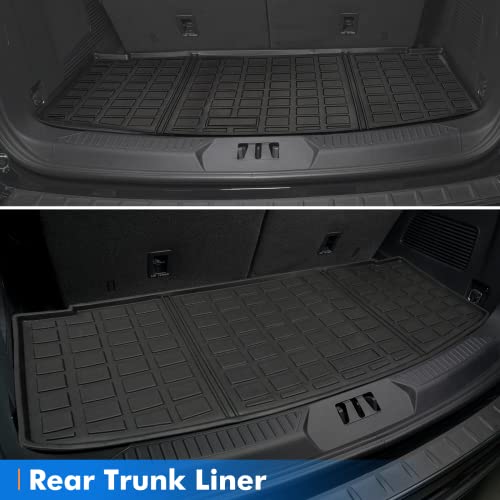 For Ford Explorer Floor Mats And Trunk Mat 2023 2022 2021 2020, Custom Fit 3 Row All-Weather Floor Mats, Only Fits 6 Passenger Models W/Bucket Seat For Ford Explorer 2020-2023 Accessories #TOP5