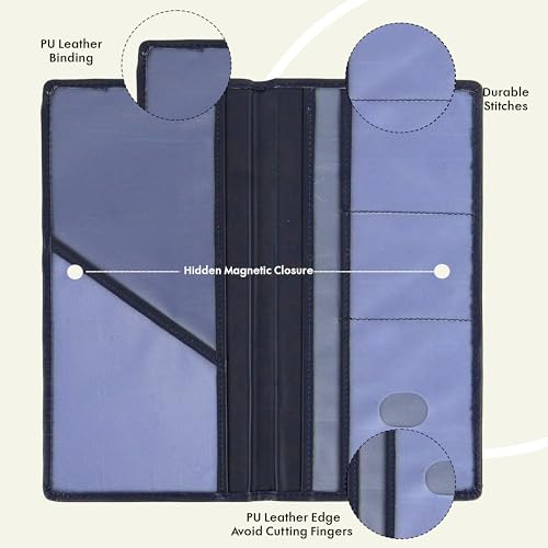 Image of Storite Pack of 1 PU Leather Car RC & Insurance Card Holder (Navy Blue) | Vehicle License Document Glove Box Compartment Organizer for Women & Men (Pack of 1)