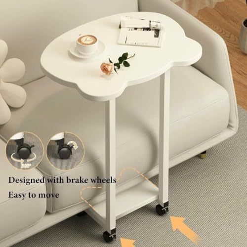 Image of Side Table Stands Couch Side, Swivel TV Tray Table, C-Shaped End Table, Small Center Table for Home Office for Bedroom, Living Room | Closet with Dustproof Door (Panda Table-YZ-06)