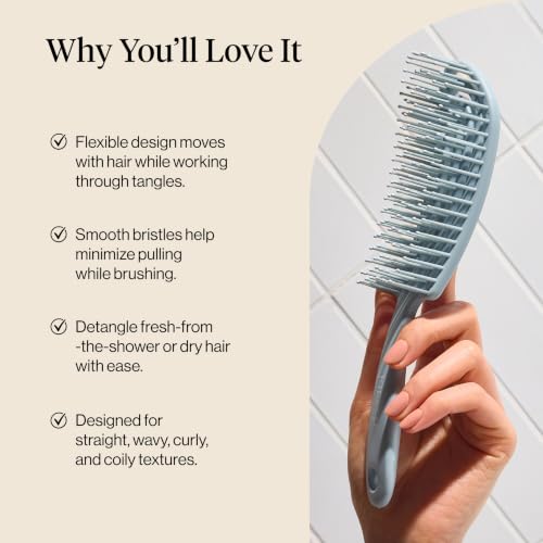 Kitsch Flexi Flow Detangler Brush, Hair Brushes For Women - Haze Blue | Detangling Brush for Women, Men & Kids, Detangling Brush for Curly Hair w/ Bendable Frame, Hair Brush for Wet or Dry Strands - image 5