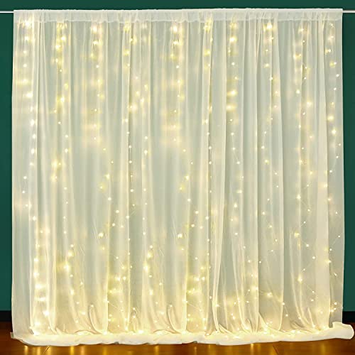 Hemito 6 Pc Tent Romantic Decoration Set – Backdrop Curtain LED Light Self Adessive Hook with Ribbon| bedroom decoration items| cocomelon theme Romantic party decorations banner (White)