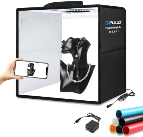 PULUZ 30cm Folding High 97 CRI Ring Light Photo Lighting Studio Shooting Tent Box Kit with 6 Colors Backdrops (Black, White, Orange, Red, Green, Blue), Unfold Size: 30cm x 30cm x 30cm
