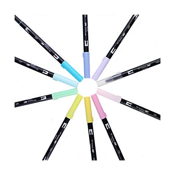 Tombow 56187 Dual Brush Pen Art Marker, Pastellfarben, 10 Stück Mischbare Pinsel und feine Spitze Marker – Bild 6