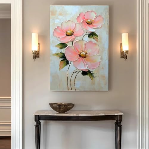 Poster fleur rose chic en toile de lin d'art XINBAO impression épurée