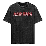 Acid Music Bath Band Vintage Oversized T Shirt Cotton Round Neck Short Sleeve T-Shirts Unisex L Black