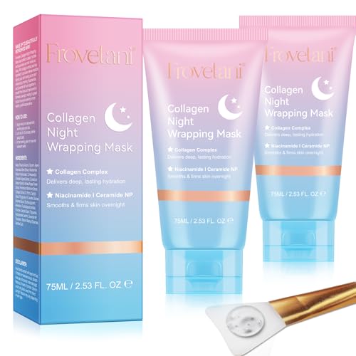 Maschera Collagene Viso, Collagen Night Wrapping Mask, Maschera Del Collagene Maschera Peel Off Di Notte, Migliorare L'elasticità Della Pelle, Hydration,Levigare eRassodare Durante la Notte (2 Pezzi)