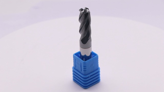 Image of 3 /8 inch 4 Flute Solid Carbide End Mill - .125 inch Corner Radius, AlTiN Coated | 35 Helix, 3 /8 inch Cutting Dia, 3 /8 inch Shank Dia, 1 inch LOC, 2-1 /2 inch OAL For Milling Alloy Steel, Cast Iron, Copper