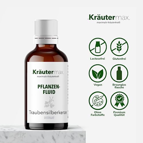 Kräutermax Traubensilberkerze Tropfen 1 x 50 ml, Pflanzen Fluid Destillat nach Paracelsus, ideale Ergänzung zu Tee, Extrakt flüssig, Tinktur, Kapseln, Tabletten - Vegan