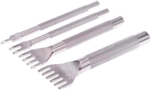 3mm 1/2/4/6 holes Steel Flat Chisel leather Craft Hole Punches Tool Rectangular prong Punch Tool Cutter Pitch Eyelet Maker Punch - (Color: 1-2-4-6 prongs(4pcs))