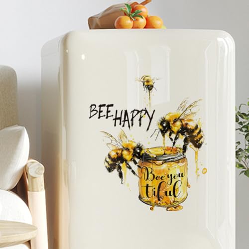 Winhappyhome Pegatina de pared con diseño de abeja inglesa de dibujos animados para restaurante, cocina, nevera, decoración del hogar