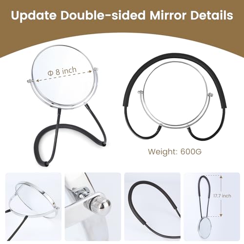 Espejo doble grande redondo con soporte ajustable para cuello miniatura 6