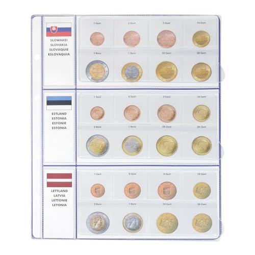 LINDNER Das Original Foglio prestampato Euro Collection:Serie Monete in Corso Slovacchia/Estonia/Lettonia