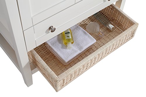 SIMPLIHOME Cape Cod 30 inch Contemporary Bath Vanity in Soft White with White Engineered Quartz Marble Top