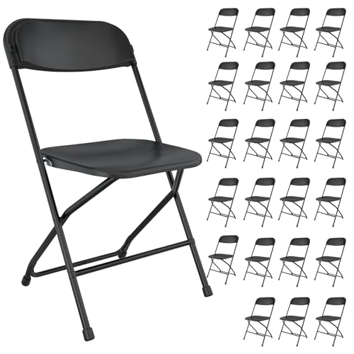 TRINEAR 24-Pack Black Folding Chairs