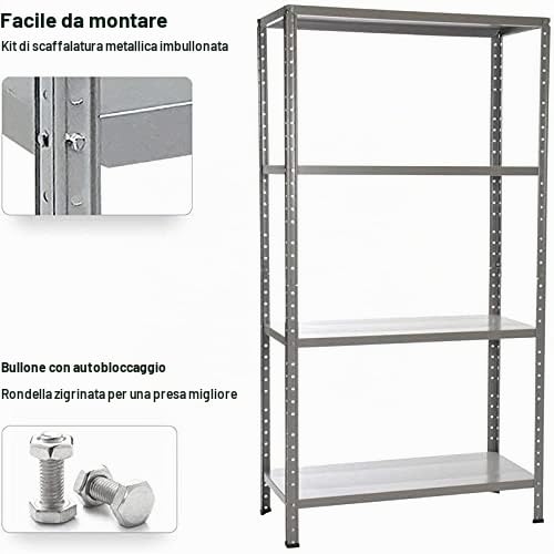 GRIMA PACCO DOPPIO CON 2 SCAFFALI COMPLETI A BULLONE 60 X 30 X 140 CM 4 RIPIANI 40 KG
