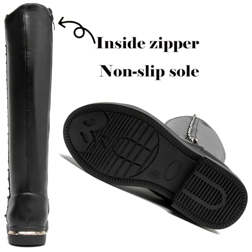 WUIWUIYU Girls Cute Leather Zip-Up Knee High Boots Warm Fur-Lined Snow Boots Costume Ridding Boot4