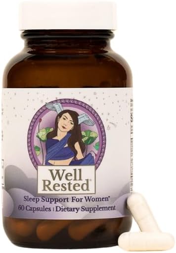 MENOLABS Well Rested Sleep Aid - 60 cápsulas - Suplementos de menopausia para mujeres con glicinato de magnesio, melatonina, L-glicina, L-teanina y