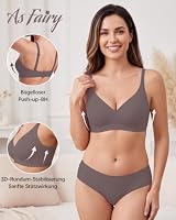 As Fairy Damen BH ohne Bügel V-Ausschnitt Nahtlos Bralette Dunkelgrau S – Ansicht 3