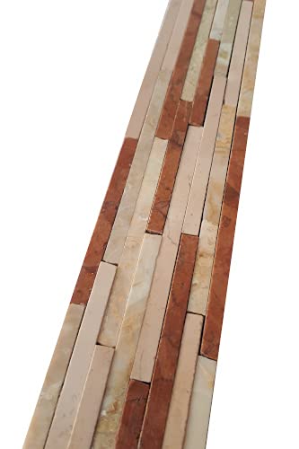 Frise mosaïque en marbre - 30 x 4 cm - Pierre naturelle - Carrelage rouge et rose - B508