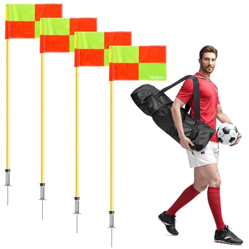 Wrzbest - Football Soccer Linesman Referee Flags,Corner flags Portable Soccer Flags Soccer Poles,Dribbling Soccer Equipment for Training