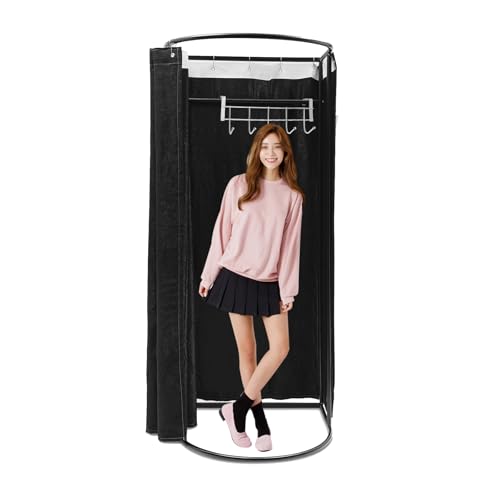 Portable Fitting Room Changing Booth, 78.7" High Privacy Pop-Up Tent with Curtain, 66lbs Capacity for Retail Events Beach Camping Photography Studio (Black)